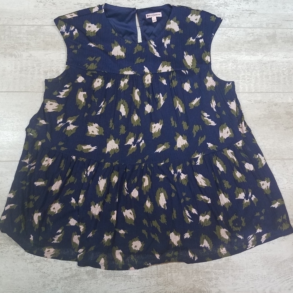 Juicy Couture Navy Leopard Print Top